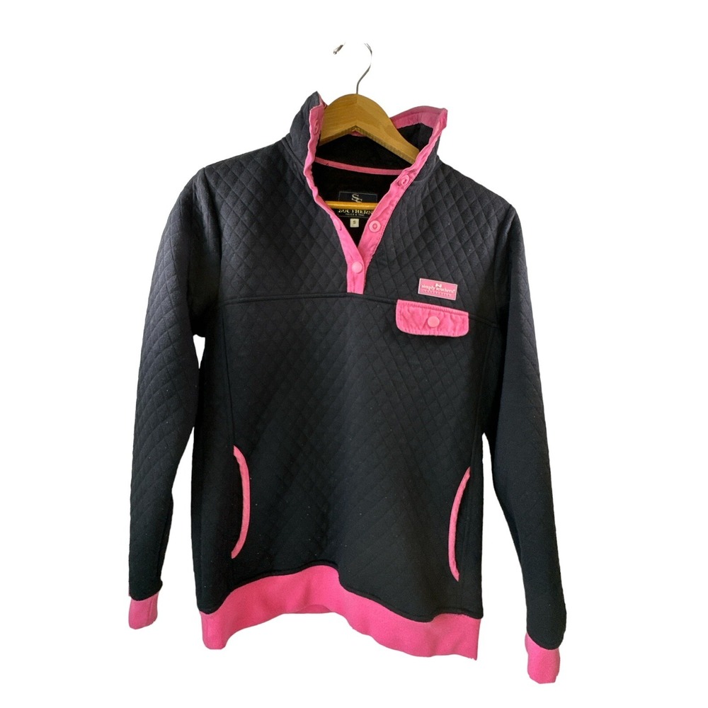 Simply Southern Womans Quilted‎ Black/Pink Pullover Size Small